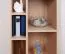 Schrank, Regal mit 7 offenen Fächern, Jugendzimmerschrank, 195 x 45 x 40 cm, Eiche / Grau, 1 Tür und 2 Schubladen, ABS-Kanten