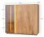 Vitrine Sienne 12 aus getöntem Glas und Massivholz Wildeiche, 115 x 135 x 37 cm, 3 Türen, 6 Einlegeböden, 9 Fächer, Holz: gebürstet, geölt, inkl. LED