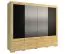 242 cm breiter Kleiderschrank mit 4 Türen, 14 Fächern und 4 Schubladen | teilmassiv | Farbe: Eiche / Schwarz | Tiefe: 61 cm Abbildung