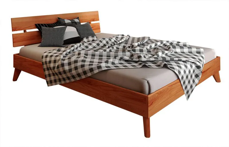 Buche-Bett massiv | 90 x 200 cm | Kernbuche | Geölt | Natur Abbildung