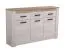 Moderne Kommode / Sideboard mit drei Schubladen Zemun 01, Farbe: Eiche Grau / Eiche Weiß, drei Türen, sechs Fächer, Maße: 98 x 160 x 36,5 cm