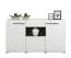 Wohnzimmer Komplett - Set C Idos, Farbe: Weiß / Weiß Hochglanz / Eiche Grau / Schwarz, mit Parsolglas, zwei Vitrinen, ein Wandregal, ein TV-Schrank, eine Kommode und ein Couchtisch