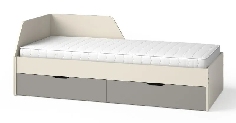 Einzelbett / Gästebett mit 2 Schubladen Maräne 09, Farbe: Kaschmir / Anthrazit - Liegefläche: 90 x 200 cm (B x L)