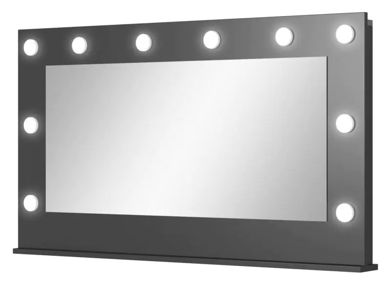 Moderner Spiegel optimal für Schminktisch Beja 02, Anthrazit, Maße: 67 x 120 x 11 cm, inkl. LED-Beleuchtung, stylisches Design