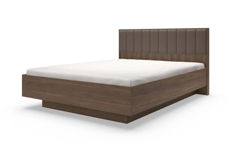 Doppelbett | gepolstertes Kopfteil | Farbe: Eiche Dunin | Liegefläche: 160 x 200 cm | ABS-Kantenschutz | Bettkasten für Bettwäsche