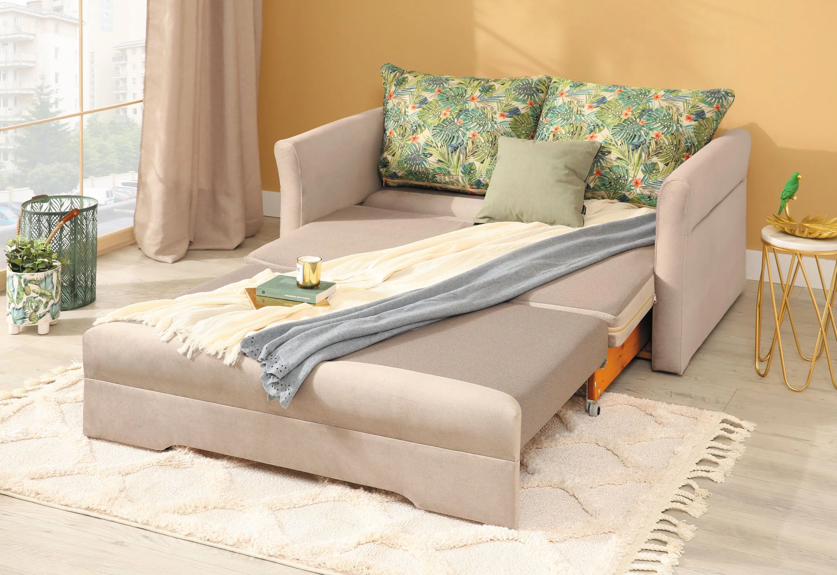 2er Sofa ausziehbar Zoersel 01, Farbe: Beige