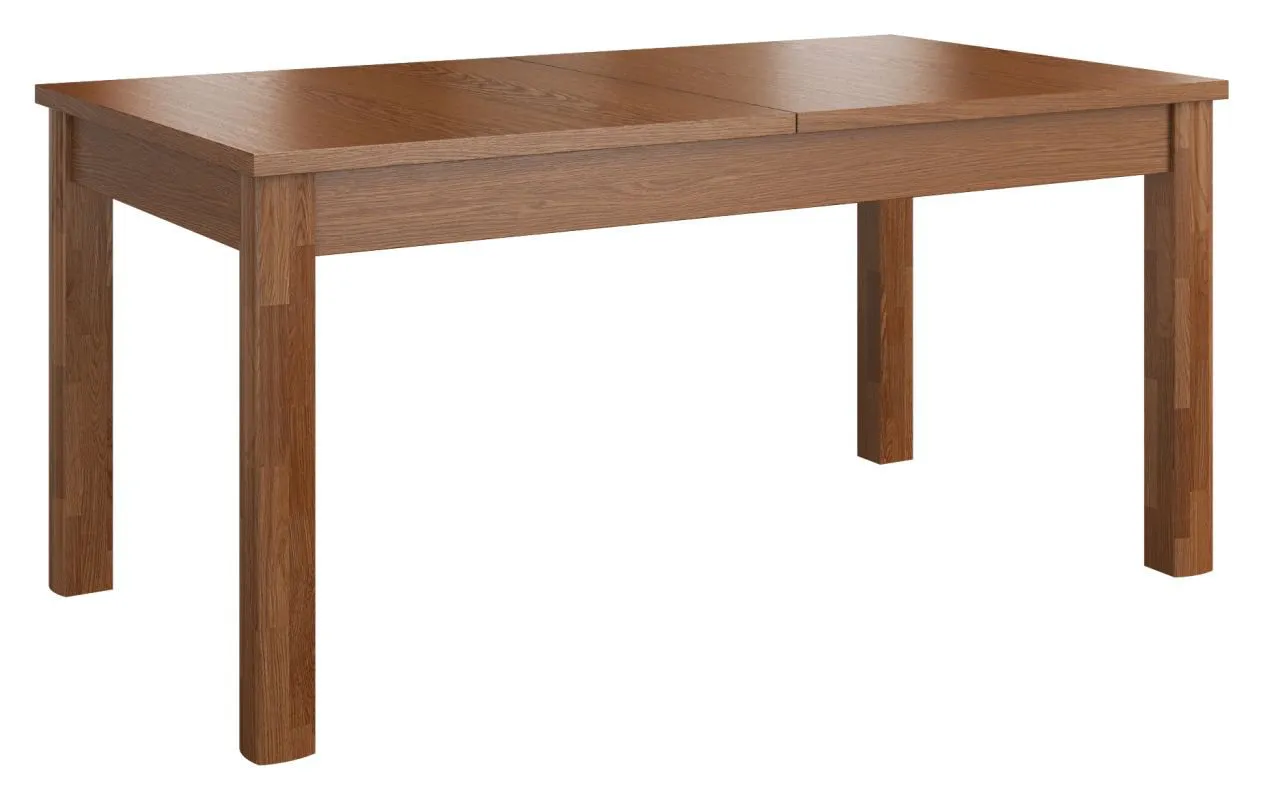 Ausziehbarer Esstisch 160x90 cm, Höhe (cm) 77, Länge/Tiefe (cm) 160, Breite (cm) 90, Massivholz Teilmassiv, Material Eiche teilmassiv, Farbe Walnussfarben, Ausziehbarer Esstisch 160x90 cm