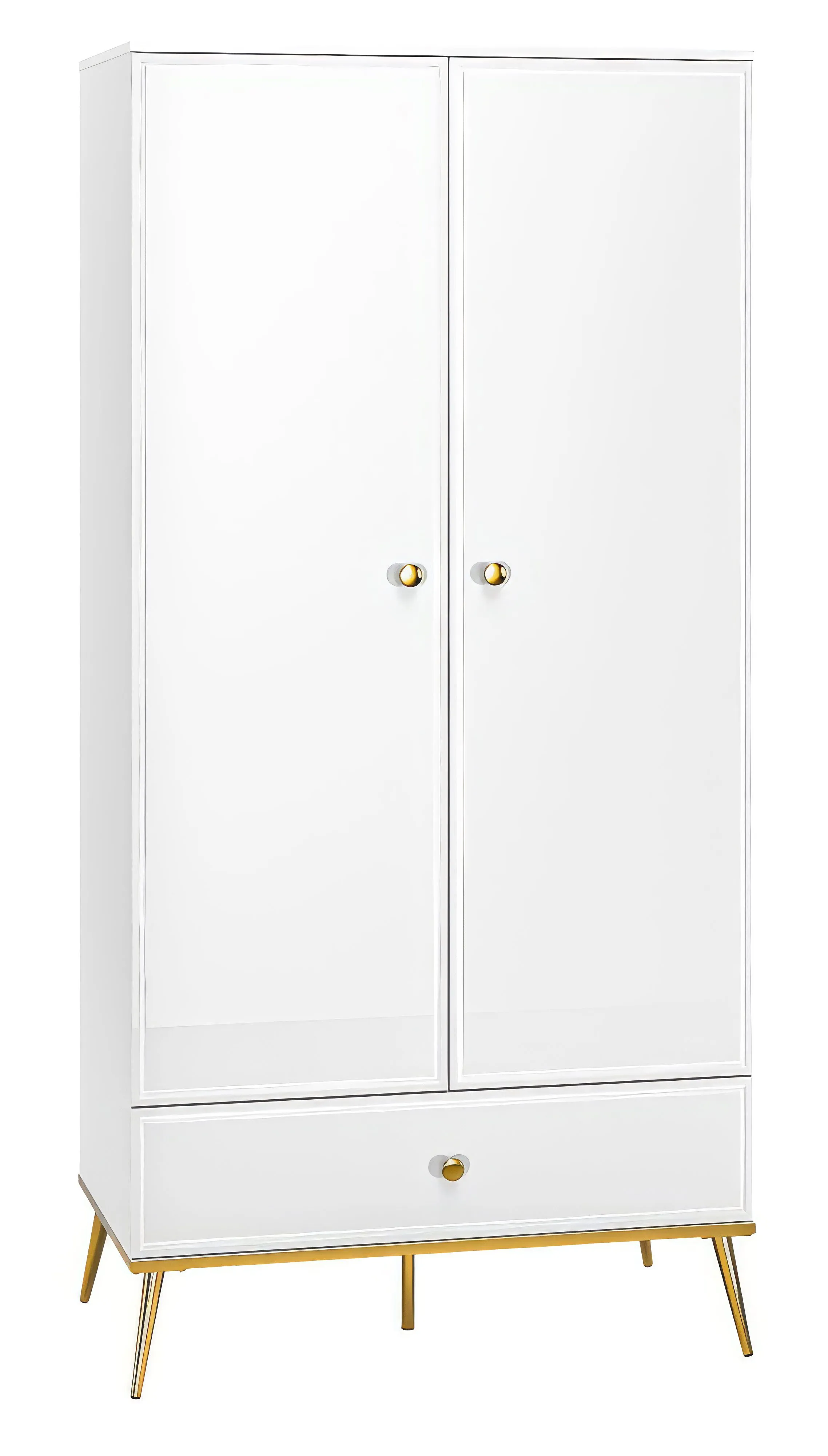 Kleiderschrank mit viel Stauraum Roanoke 01, Farbe: Weiß / Weiß Glanz