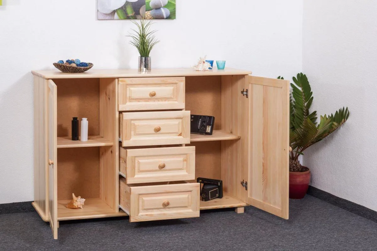 Sideboard, Kommode, Küchenschrank, 150 cm breit, Türen Anzahl 2, Höhe (cm) 100, Länge/Tiefe (cm) 150, Breite (cm) 45, Massivholz, Material Kiefer massiv, Sideboard, Kommode, Küchenschrank, 150 cm breit