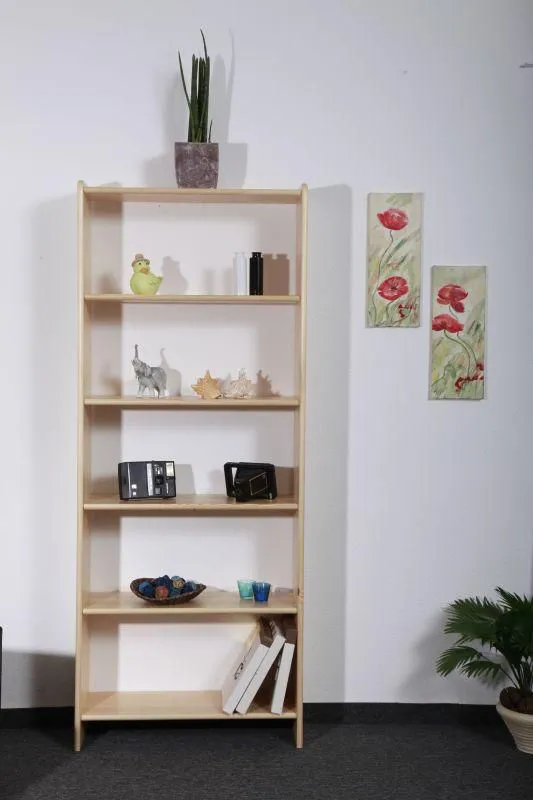 Bücherregal - 80 cm breit, Kiefer Holz-Massiv, Farbe: Natur, Höhe (cm) 200, Länge/Tiefe (cm) 80, Breite (cm) 30, Massivholz, Material Kiefer massiv, Farbe Kiefer Natur, Bücherregal