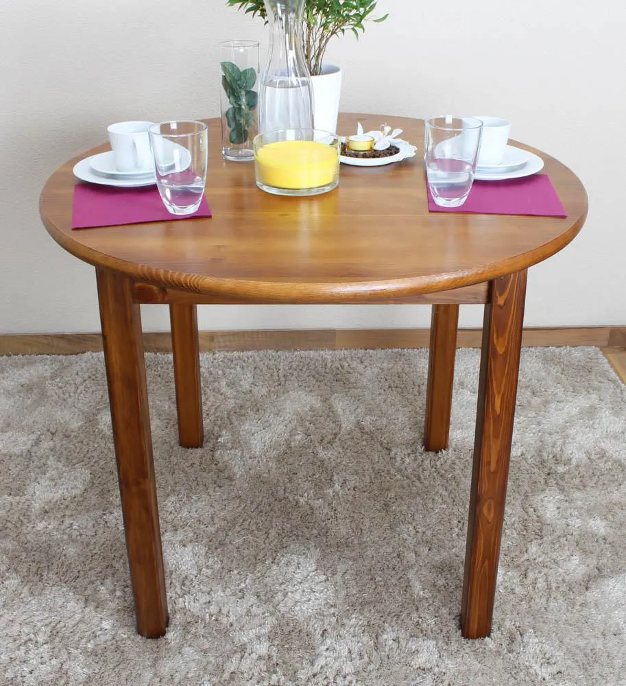 Holztisch Tisch 90x90 cm Kiefer massiv, Farbe: Eiche, Höhe (cm) 75, Länge/Tiefe (cm) 90, Breite (cm) 90, Massivholz, Material Kiefer massiv, Farbe Eiche, Holztisch Tisch 90x90 cm Kiefer massiv, Farbe: Eiche