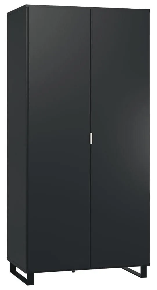 Wohnzimmer - Kleiderschrank mit LED, Farbe: Schwarz