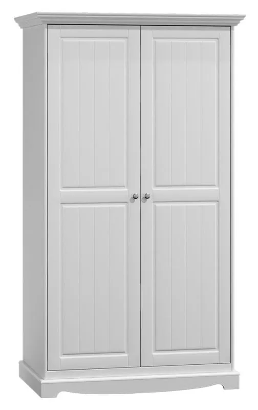 Drehtürenschrank / Kleiderschrank Gyronde 11, Kiefer massiv Vollholz, weiß lackiert - 190 x 108 x 65 cm (H x B x T)