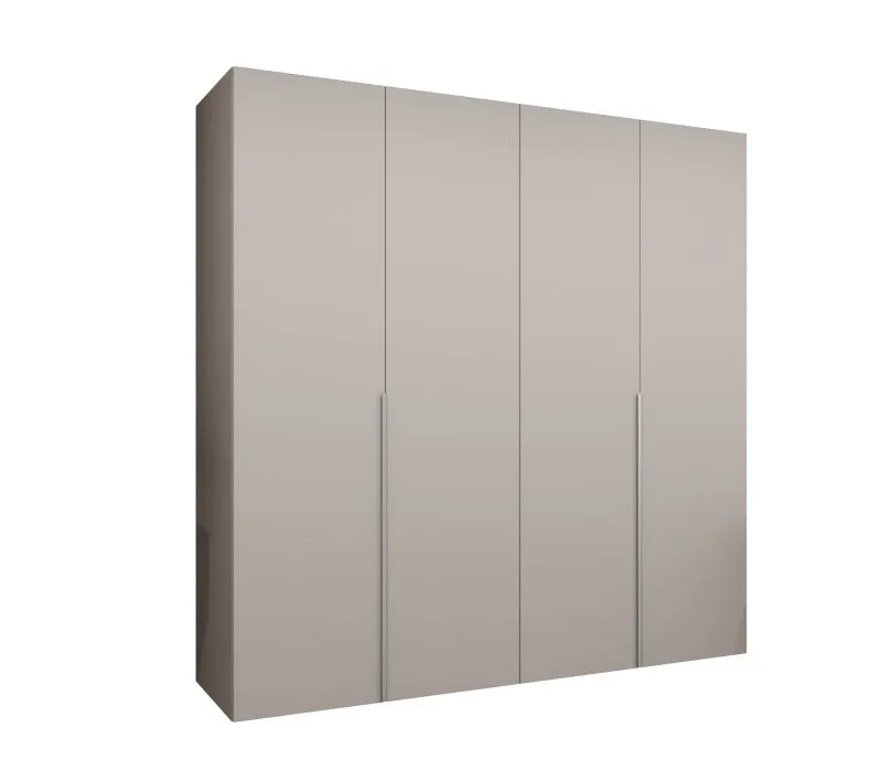 Drehtürenschrank mit Soft-Close-Funktion Eiger 32, Farbe: Kaschmir, 2 Meter breit, zwei Kleiderstangen, Kleiderschrank, Griffe: Kaschmir, zwei Fächer