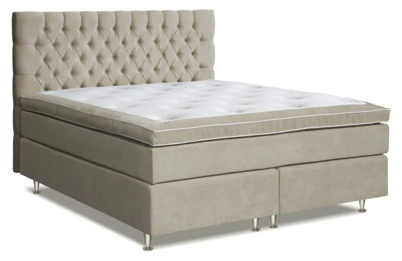 Boxspringbett MINDORO, Box: Bonellfederkern, Matratze: Taschenfederkern, Top Matress: Schaumstoff - Abmessung: 210 x 200 cm - Farbe: Beige