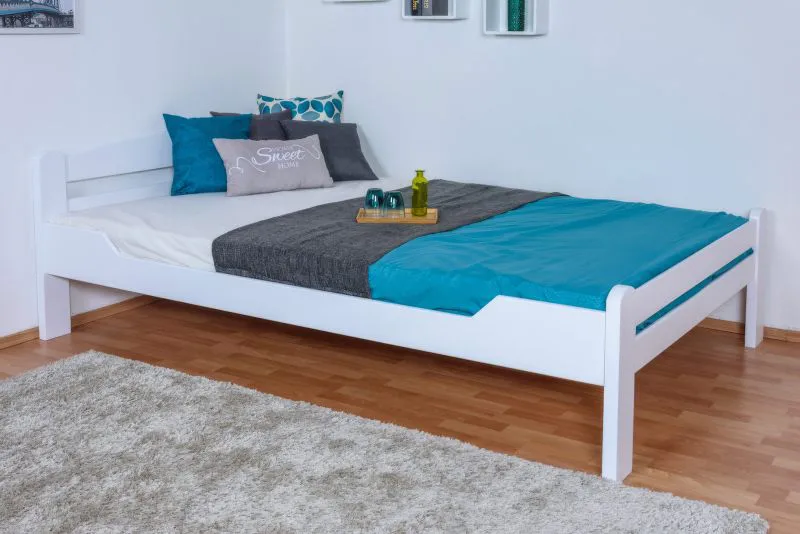 Gästebett "Easy Premium Line" K4/1, 140 x 200 cm Buche Vollholz massiv weiß lackiert