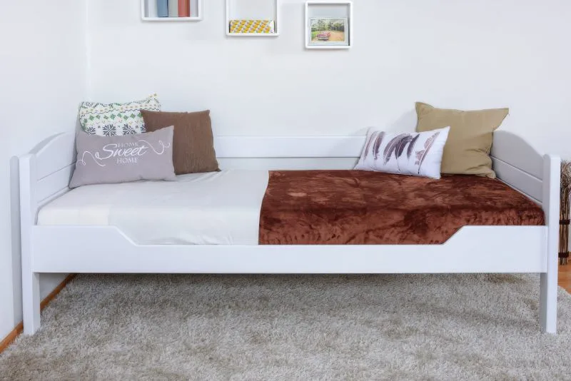 Einzelbett / Gästebett "Easy Premium Line" K1/s Voll, 90 x 200 cm Buche Vollholz massiv weiß lackiert