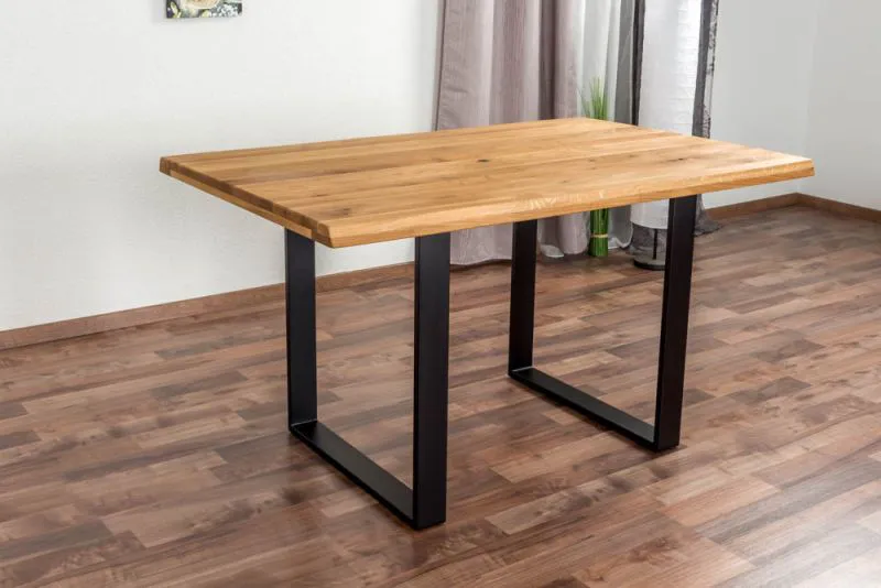 Esstisch Wooden Nature 411 Eiche massiv geölt, Tischplatte rustikal - 140 x 90 cm (B x T)