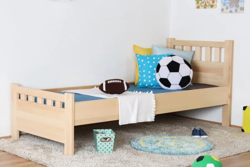 Kinderbett / Jugendbett Buche massiv Vollholz natur 109, inkl. Lattenrost - 80 x 200 cm (B x L)