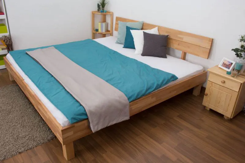 Futonbett / Massivholzbett Wooden Nature 01 Kernbuche geölt - Liegefläche 200 x 200 cm (B x L)