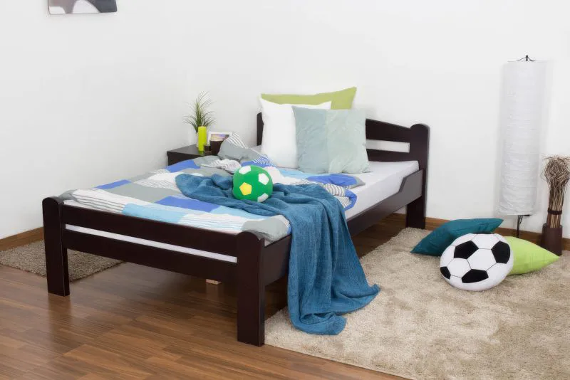 Jugendbett "Easy Premium Line" K4, 120 x 200 cm Buche Vollholz massiv schokobraun lackiert