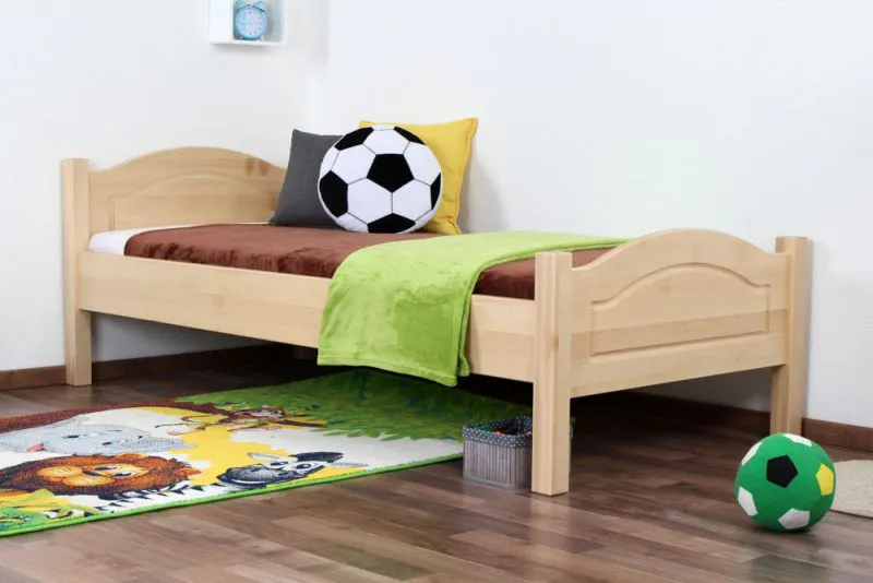 Kinderbett / Jugendbett Buche massiv Vollholz natur 113, inkl. Lattenrost - 90 x 200 cm (B x L)
