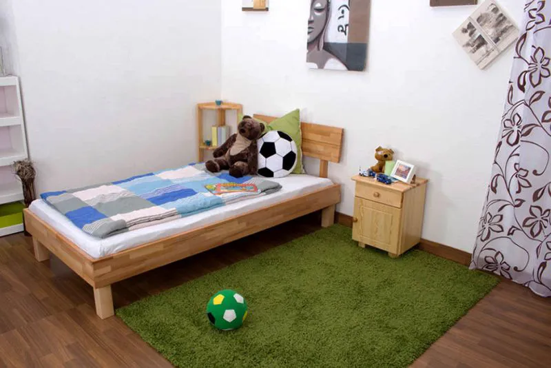 Kernbuche-Bett massiv | 100 x 200 cm | Kernbuche | Geölt Abbildung