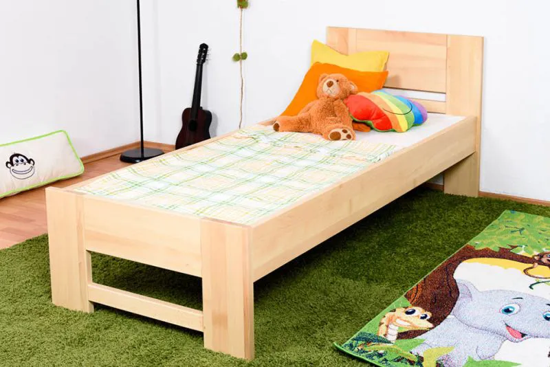 Kinderbett 80 x 200 cm | Massivholz: Buche | Natur Lackiert Abbildung