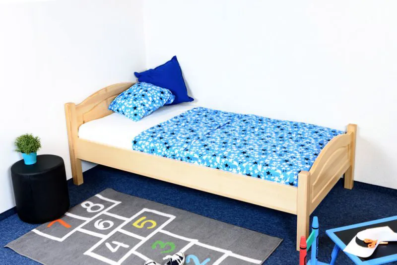 Bettrahmen für Kinder / Kinderbett 100 x 200 cm | Massivholz: Buche | Natur Lackiert Abbildung