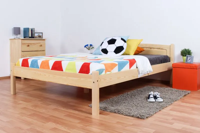 Bettrahmen für Kinder / Kinderbett 140 x 200 cm | Massivholz: Kiefer | Natur Lackiert Abbildung