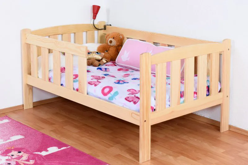 Bettrahmen für Kinder / Kinderbett 90 x 160 cm | Massivholz: Kiefer | Natur Lackiert Abbildung