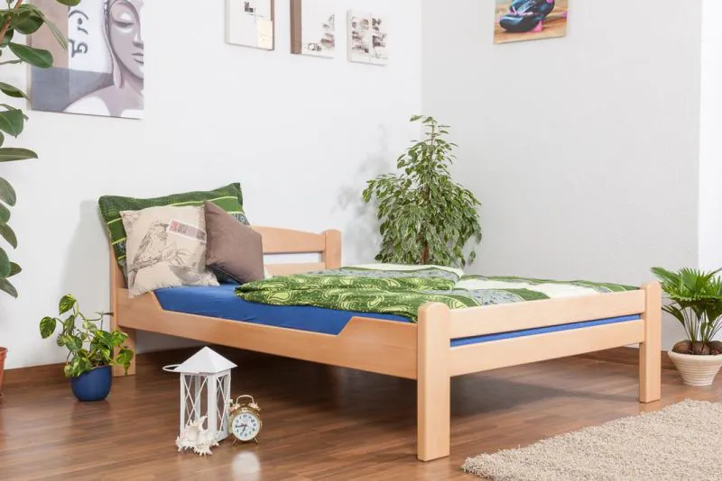 Bett 140 x 200 cm Buche massiv Natur Abbildung