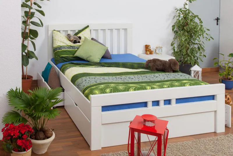 Buche Bett 140 x 200 cm Weiß Abbildung