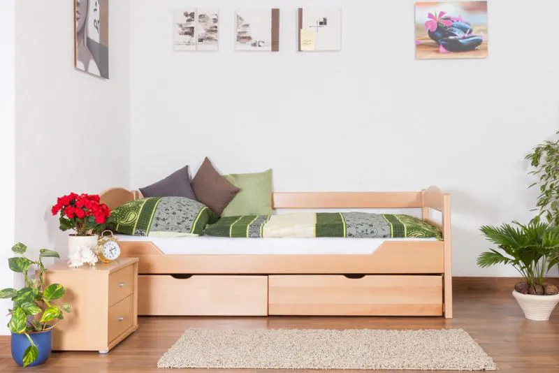 Schubladenbett Buche 90 x 200 cm Natur Abbildung