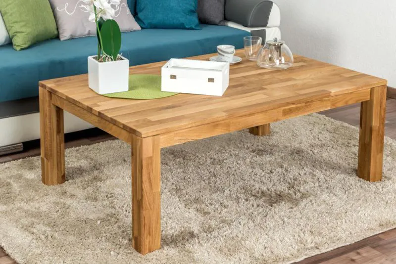 Wohnzimmertisch Eiche Massivholz Farbe: Natur 45x120x80 cm Abbildung