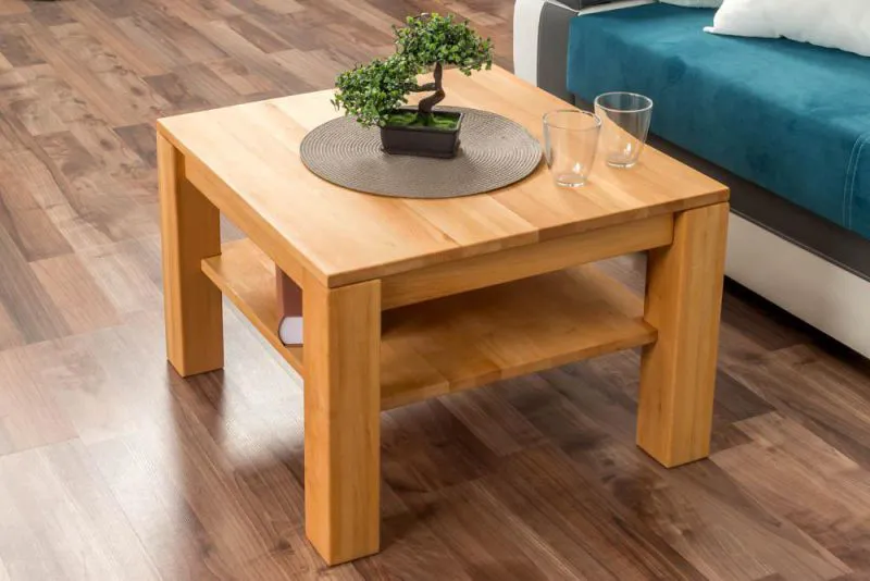 Sofatisch Clubtisch Loungetisch Couchtisch Buche Massivholz Farbe: Natur 45x65x65 cm Abbildung