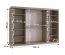 Schiebetürenschrank | dekorative Spiegeltür | Farbe: Eiche Artisan | 2 Kleiderstangen | Kleiderschrank | 10 Fächer | 250 x 62 x 200 cm | Langlebig und Widerstandsfähig
