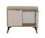 Schuhschrank mit Sitzfläche | 2 Fächer | 80,5 x 35 x 48 cm | Eiche Cremona / Beige | Griffe: Metall | Metallbeine | 2 Türen | ABS-Kanten