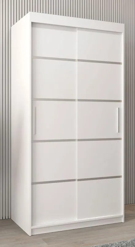Schiebetürenschrank / Kleiderschrank Jan 01A, Farbe: Weiß matt - Abmessungen: 200 x 100 x 62 cm ( H x B x T)