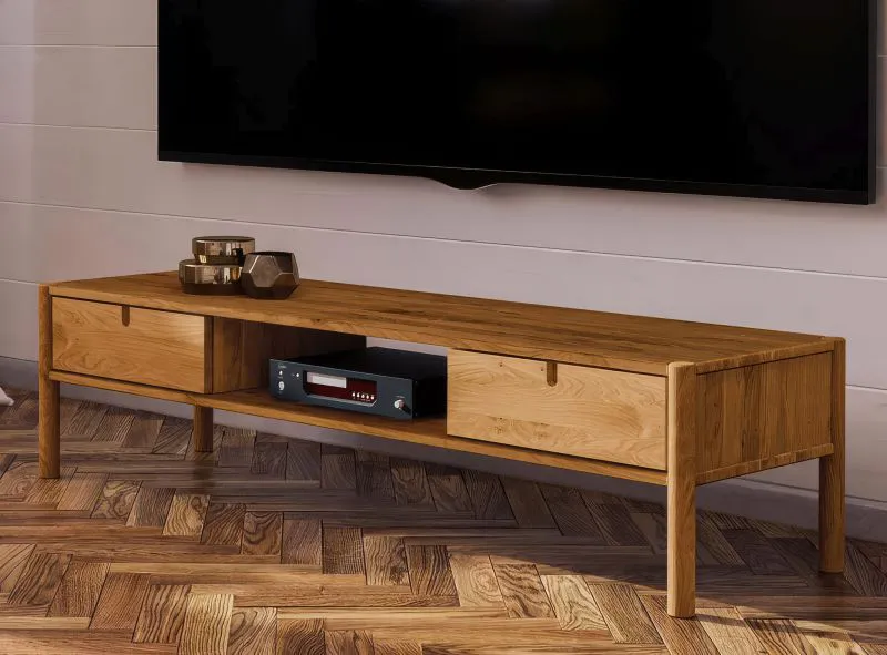 TV-Unterschrank Wellsford 08 Wildeiche massiv geölt - Abmessungen: 39 x 160 x 46 cm (H x B x T)