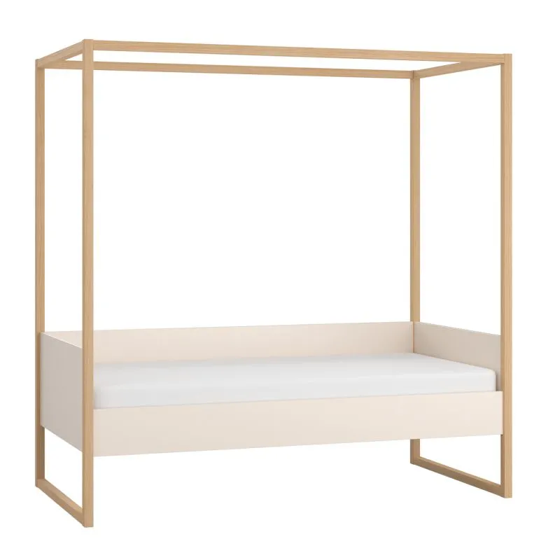 Himmelbett / Einzelbett | Farbe: Beige / Eiche | Liegefläche: 90 x 200 cm | hohen Schlafkomfort | originellen Look
