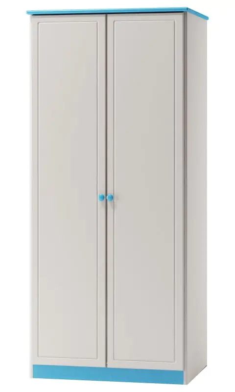 Massivholz-Kleiderschrank, Farbe: Weiß / Blau 160x80x60 cm Abbildung