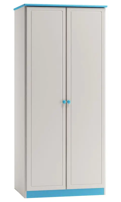 Massivholz-Kleiderschrank, Farbe: Weiß / Blau 182x90x60 cm Abbildung