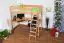Kinderbett Hochbett Patrick Buche massiv Natur mit Schreibtischplatte, inkl. Rollrost - 90 x 200 cm