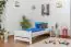 Einzelbett / Gästebett Kiefer massiv Vollholz weiß lackiert 84, inkl. Lattenrost - Abmessung 90 x 200 cm