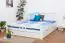 Doppelbett / Jugendbett "Easy Premium Line" K8 inkl. 2 Schubladen und 1 Abdeckblende, 180 x 200 cm Buche Vollholz massiv weiß lackiert