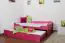 Rosa Bett für Kinderzimmer / Jugendzimmer "Easy Premium Line" K1/1h, mit 2. Liegeplatz und 2 Abdeckblenden, Matratzenmaße 90 x 200 cm, massive Buche
