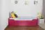 Rosa Bett für Kinderzimmer / Jugendzimmer "Easy Premium Line" K1/1h, mit 2. Liegeplatz und 2 Abdeckblenden, Matratzenmaße 90 x 200 cm, massive Buche