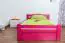 Einzelbett / Gästebett "Easy Premium Line" K4 inkl. 2 Schubladen und 1 Abdeckblende, 120 x 200 cm Buche Vollholz massiv Rosa