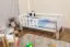 Kinderbett mit Absturzsicherung Kiefer Vollholz massiv weiß lackiert A17, inkl. Lattenrost - Abmessung 70 x 160 cm 